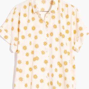 Madewell Cream and Yellow Floral Button Down Shirt